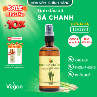 Tinh dầu Xịt Sả Chanh - Hoa Nén - Khử mùi, đuổi muỗi, thơm phòng, an toàn từ thiên nhiên - 100ml