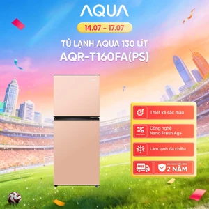 Tủ lạnh AQUA 2 cánh 130 lít ngăn đá trên AQR-T160FA(PS) - Màu hồng - Freeship toàn quốc -Bảo hành tận nhà