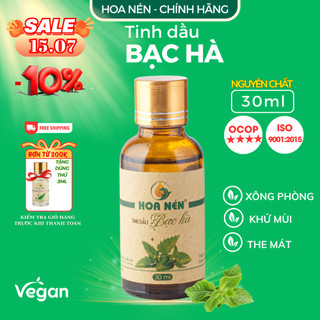 Tinh dầu Bạc Hà nguyên chất - Hoa Nén - Hương thơm mát, khử mùi, ẩm mốc, đuổi chuột - 30ml