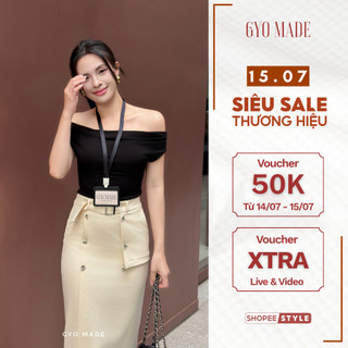 [NEW] Áo thun trễ vai nữ GYOMADE® chất gân mộc co giãn cao cấp tôn dáng quyến rũ | GA113