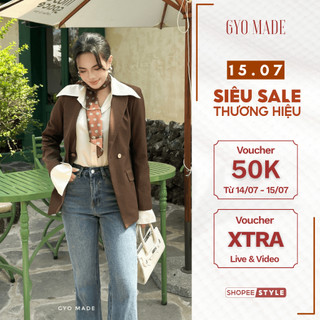 Áo vest nâu ôm dáng GYOMADE® chất chéo Nhật cao cấp may 2 lớp, có mút đệm vai thanh lịch | GA100
