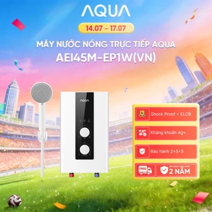 Máy nước nóng trực tiếp Aqua AEI45M-EP1W(VN) - Có bơm - Chống giật chủ động ShockProof - Freeship toàn quốc