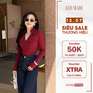 [NEW] Áo thun đỏ tay dài nữ GYOMADE® thun lạnh cao cấp mát, co giãn, có mút vai tháo rời | GA107