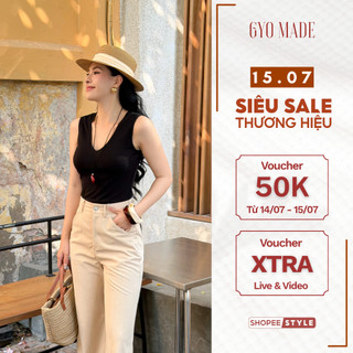 [NEW] Áo ba lỗ cổ tim nữ GYOMADE® chất thun vân mộc cao cấp co giãn mềm mát tôn dáng dễ phối | GA114