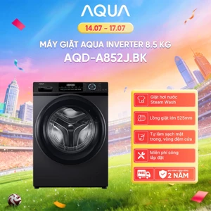 Máy giặt cửa trước Aqua Inverter 8.5KG AQD-A852J.BK - Miễn phí giao hàng toàn quốc - Hỗ trợ lắp đặt