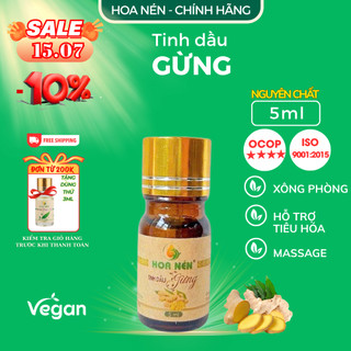 Tinh dầu Gừng nguyên chất - Hoa Nén - Hương nồng ấm, nhiều ứng dụng tốt, ngâm chân - 5ml