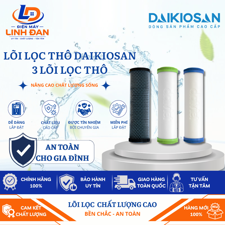 Lõi Lọc Thô Daikiosan Lõi Lọc Nước RO Chính Hãng Lõi 123 Dùng Thay Thế Cho Máy Lọc Nước - Điện Máy Linh Đan | BigBuy360 - bigbuy360.vn
