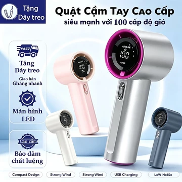 Quạt cầm tay Mini Màn LED 4000mAh Sạc Nhanh Quạt tích điện gió mạnh tốc độ cao Quạt tích điện