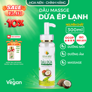Dầu Dừa Nguyên Chất ép lạnh 300ml - Hoa Nén - Dưỡng da, dưỡng tóc, dầu nền massage