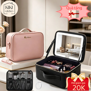 Cốp Makeup Có Gương LED - Vách Ngăn Tháo Rời - Đeo Chéo - Móc Treo Vali Kéo - Chống Nước [TẶNG QUÀ]