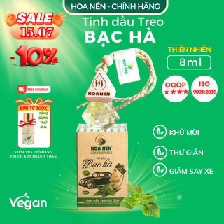 Tinh dầu treo Bạc Hà nguyên chất - Hoa Nén - Khử mùi , đuổi muỗi, gi.ảm say xe - 8ml