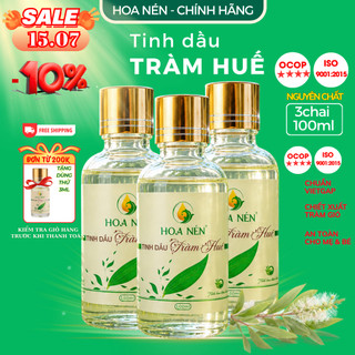 COMBO Tinh dầu Tràm Huế nguyên chất 100ml - Hoa Nén - Chuẩn VietGAP, an toàn cho mẹ và bé sơ sinh