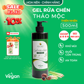 Gel Rửa Chén Thảo Mộc - Hoa Nén - Vegan - Sản phẩm từ tự nhiên - An toàn da tay - 500ml