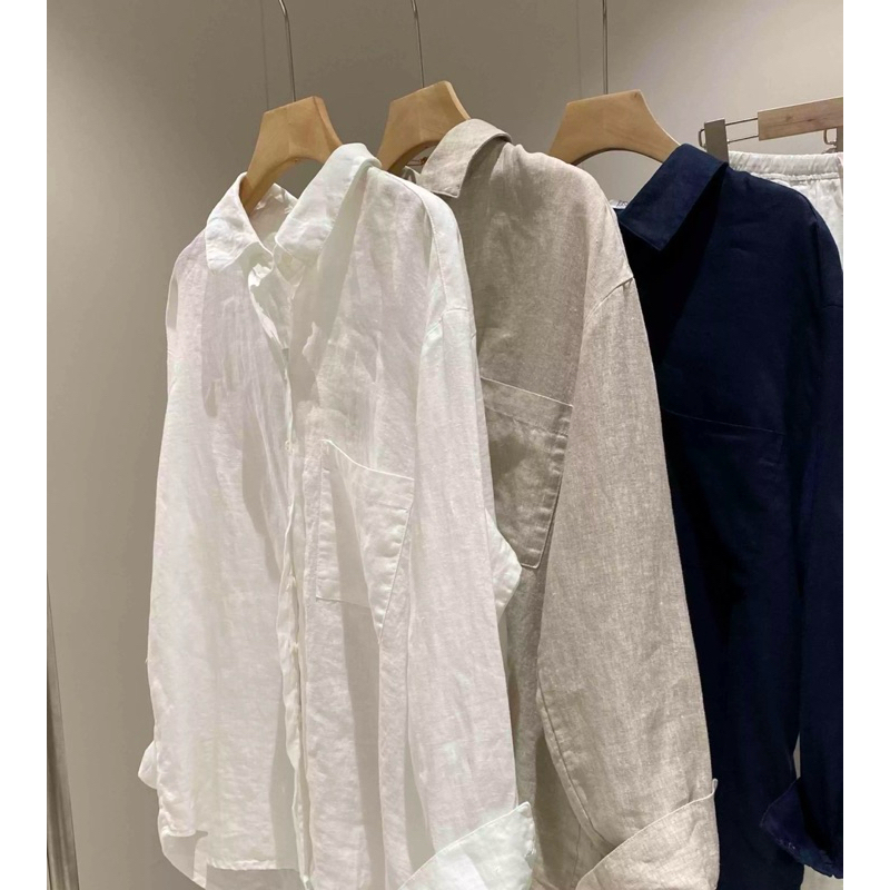 SET LINEN TRẮNG ÁO SƠ MI MIX QUẦN QUẦN DÀI LƯNG CAO ỐNG RỘNG BASIC PHONG CÁCH MÙA HÈ THOẢI MÁI SIÊU XINH | BigBuy360 - bigbuy360.vn