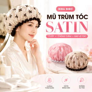 Mũ Ủ Tóc Trùm Tóc Khi Tắm Họa Tiết Nơ Co Giãn Tốt, Mũ Tắm Trùm Tóc 2 Lớp Chống Nước Bibabibo