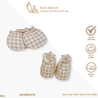 NBAn (0-3M) Set bao tay chân thun cho bé sơ sinh cotton mềm mịn thoáng mát không bị ngấn tay
