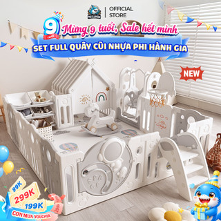 Quây Cũi Nhựa Phi Hành Gia Mới 2026, Quây Cũi Cao Cấp Full Set Tặng Kèm 100 Bóng + Thảm + Set Bóng Rổ Bảo Hành Trọn Đời