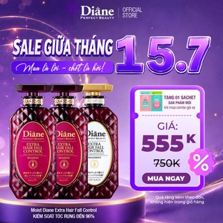 Bộ 2 gội 1 xả giảm rụng tóc đến 96% giảm gàu mẩn đỏ da đầu Moist Diane Extra Hair Fall Control