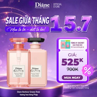 Bộ dầu gội xả phục hồi hư tổn dưỡng tóc bồng mượt Diane Bonheur Grasse Rose hương hoa hồng Pháp