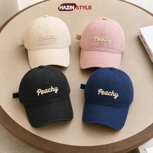 Mũ Lưỡi Trai HAZIN Form Cứng, Thêu Chữ Peachy, Nón Lưỡi Trai Nam Nữ Chất Vải Kaki Thoáng Mát Nhiều Màu Hot Trend