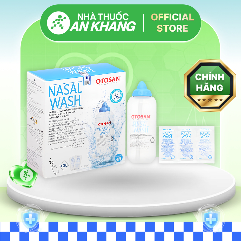 Bộ vệ sinh mũi Otosan Nasal Wash giúp làm sạch niêm mạc (1 bình + 30 gói)