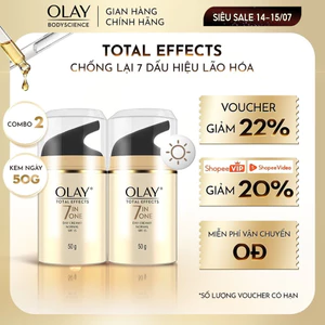 Combo 2 Kem Dưỡng OLAY Total Effects 7in1 Ban Hạn Chế Và Bảo Vệ Da 7 Dấu Hiệu Lão Hóa 50G