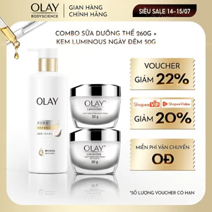 Combo Sữa dưỡng thể Sáng da Olay 260g + Kem Dưỡng Da Ngày & Đêm OLAY Luminous Sáng da, Mờ Thâm Nám SPF15 PA ++ 50g