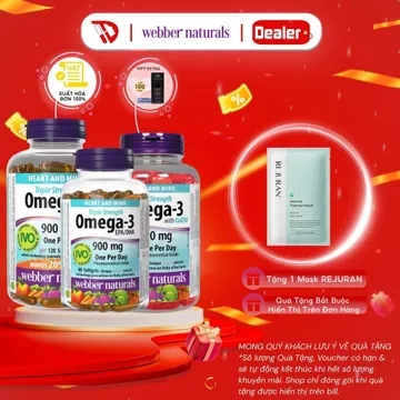 Viên uống dầu cá hỗ trợ sức khỏe tim mạch, não bộ, thị lực Webber Naturals Omega-3 Triple Strength/ Omega-3 with CoQ10