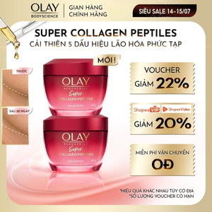 Combo 2 Kem Dưỡng Ẩm OLAY Super Collagen Peptides Giúp Cải Thiện 5 Dấu Hiệu Lão Hóa Phức Tạp 45G