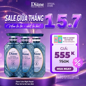 Combo 2 gội 1 xả phục hồi hư tổn ban đêm ngăn ngừa lão hóa tóc Moist Diane Extra Night Repair