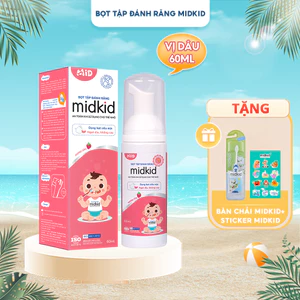 Bọt tập đánh răng Midkid cho trẻ từ 1 tuổi vị Dâu hữu cơ nuốt an toàn, không Fluoride, không chất mài mòn răng, lọ 60ml