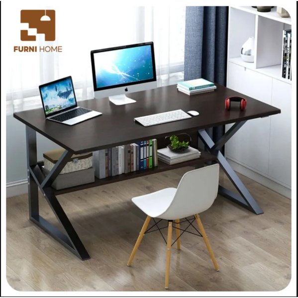 [FURNI HOME] Bàn làm việc chữ K có kệ BKKL (full phụ kiện tu vít,lục giác, ốc vít lắp ráp)