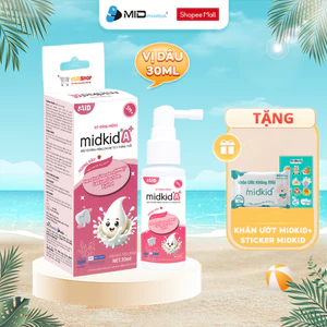 Xịt chống sâu răng Midkid A+ cho trẻ từ 3 tháng nuốt an toàn giúp ngừa sâu răng, tưa nấm lưỡi, sạch thơm miệng, lọ 30ml