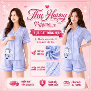 [DEAL SỐC] Bộ Đồ Pijama Mặc Nhà Chất Lụa Mềm Mịn Thoáng Mát Form Rộng Dễ Mặc Full Size 40-69kg