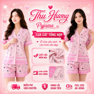 [DEAL GIÁ SỐC] Bộ Đồ Pijama Mặc Nhà Lụa Mềm Mịn Quần Short Form Rộng Mặc Mát Full Size 40-69kg