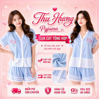 [DEAL GIÁ SỐC] Bộ Đồ Pijama Mặc Nhà Lụa Mềm Mịn Quần Short Form Rộng Mặc Mát Full Size 40-69kg