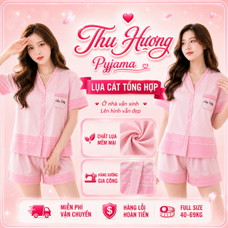 [DEAL GIÁ SỐC] Bộ Đồ Pijama Mặc Nhà Lụa Mềm Mịn Quần Short Form Rộng Mặc Mát Full Size 40-69kg