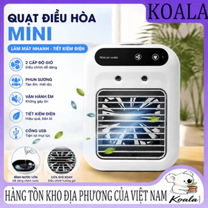 Máy làm mát không khí mini di động để bàn với cổng USB, hai tốc độ quạt, chức năng tạo ẩm và làm mát.