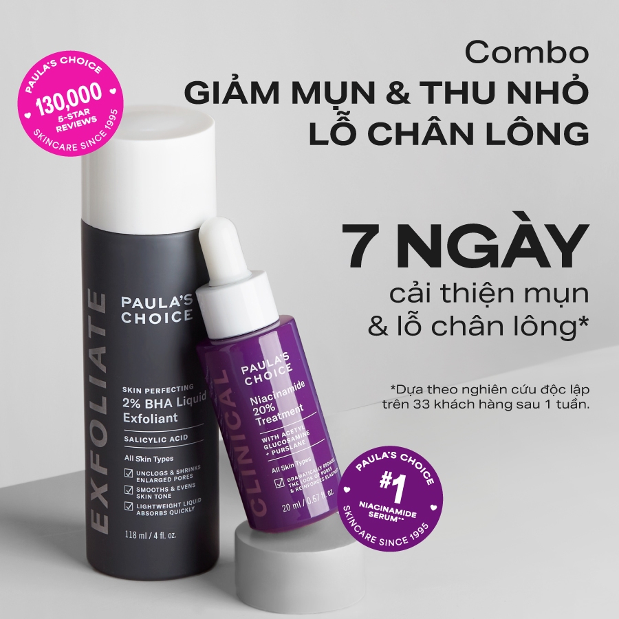 Bộ đôi thu nhỏ lỗ chân lông Paula's Choice Clinical Niacinamide 20% , Skin Perfecting 2% BHA Liquid Mã 8030-2010 | BigBuy360 - bigbuy360.vn