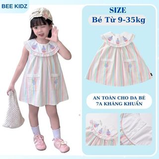 Váy Cho Bé Gái, Váy Sát Nách Cho Bé Gái Thiết Kế Cổ Bẻ Siêu Xinh  Dáng Chữ A Chất Liệu Cotton