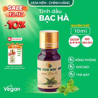 Tinh dầu Bạc Hà nguyên chất 10ml - Hoa Nén - Thơm the mát thư giãn, đuổi chuột, an toàn thiên nhiên