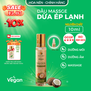 Dầu dừa nguyên chất ép lạnh -  Hoa Nén - Dưỡng môi, da, tóc - Dạng bi lăn 10ml