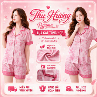 [MẪU HÈ] Bộ Đồ Ngủ Nữ Mặc Nhà Thu Hương Pijama Cổ Y Hiện Đại Chất Lụa Mềm Mại Full Size 40-69kg