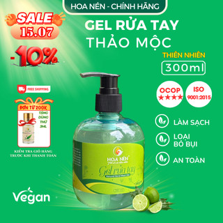 Gel Rửa Tay Thảo Mộc - Hoa Nén - Vegan - Sản phẩm từ tự nhiên - An toàn da tay - 300ml