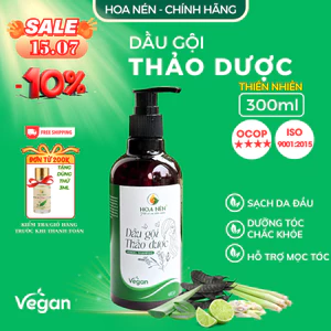 Dầu Gội Thảo Dược thiên nhiên - Hoa Nén - Vegan - Sạch da đầu, tr.ị gàu, dưỡng tóc chắc khoẻ - 300ml