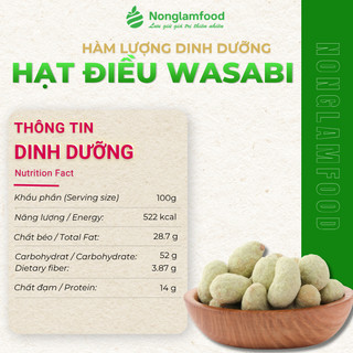 Hạt Điều Wasabi NÔNG LÂM FOOD Giòn Bùi Vị Wasabi Cay Dịu, Hạt Dinh Dưỡng, Đồ Ăn Vặt Túi 45g