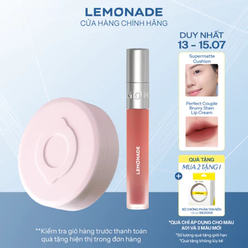 Combo Son bùn ẩm Lemonade Perfect Couple Blurry Stain Lip Cream 3,5g và Phấn nước Lemonade Supermatte Cushion 15g