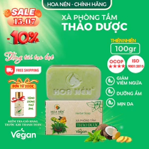 Xà Phòng Thảo Dược thiên nhiên 100g - Hoa Nén - Giảm mụn lưng, mẩn ngứa, dưỡng ẩm <TẶNG TÚI TẠO BỌT>