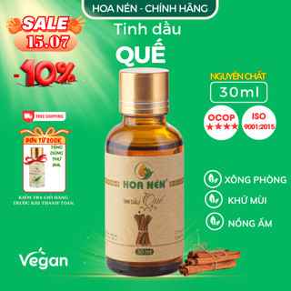 Tinh dầu Quế nguyên chất 30ml - Hoa nén - Hương nồng ấm, khử mùi, ẩm mốc, đuổi muỗi, côn trù.ng
