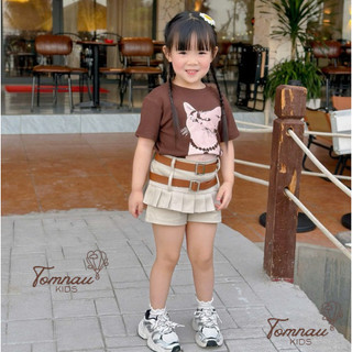 A33- [FORM ÔM ƯNG RỘNG TĂNG SIZE]-[tomnaukids] Áo thun cộc tay ép hình cho bé gái thun bozip cottsize từ 8-34Kg